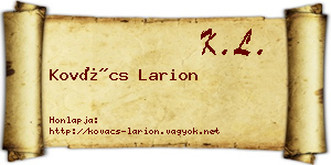 Kovács Larion névjegykártya