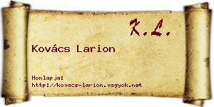 Kovács Larion névjegykártya